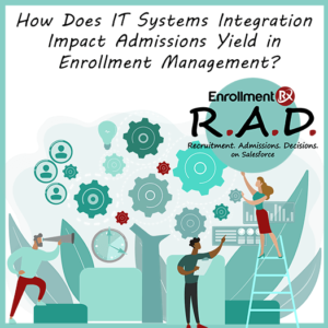 How does IT systems integration impact admissions yield in enrollment management